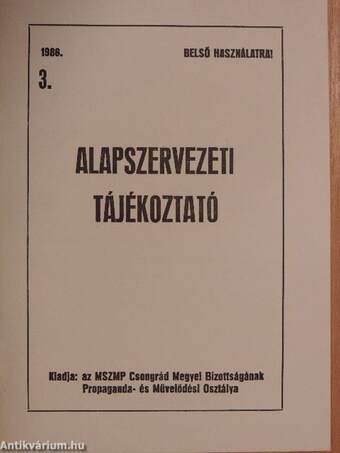 Alapszervezeti tájékoztató 1986/3.