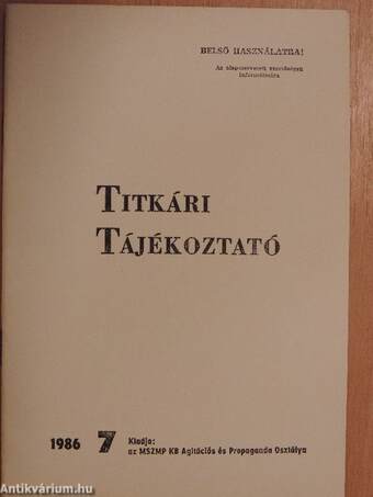 Titkári tájékoztató 1986/7.