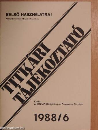 Titkári tájékoztató 1988/6.