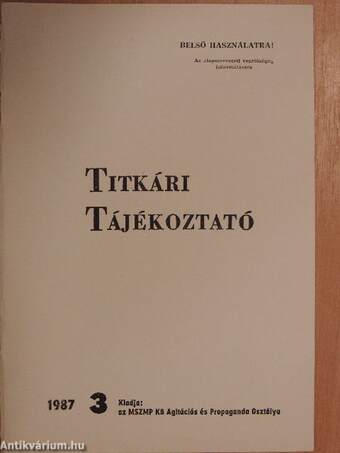 Titkári tájékoztató 1987/3.