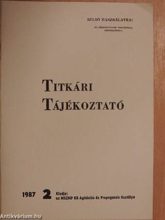 Titkári tájékoztató 1987/2.