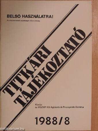 Titkári tájékoztató 1988/8.