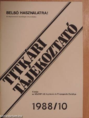 Titkári tájékoztató 1988/10.