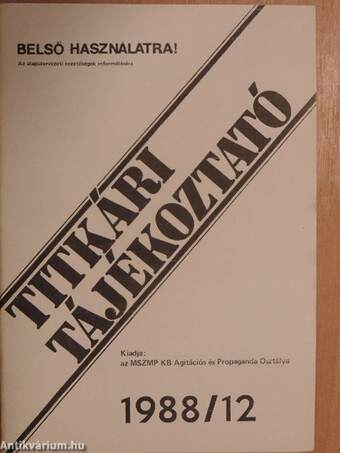 Titkári tájékoztató 1988/12.