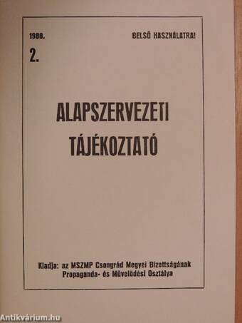 Alapszervezeti tájékoztató 1988/2.