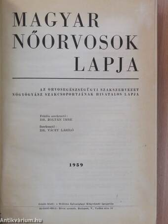 Magyar Nőorvosok Lapja 1959. január-december