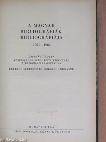 A magyar bibliográfiák bibliográfiája 1961-1964