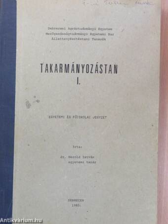 Takarmányozástan I.