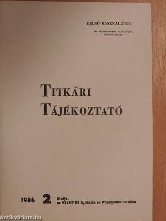 Titkári tájékoztató 1986/2.