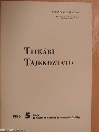 Titkári tájékoztató 1986/5.