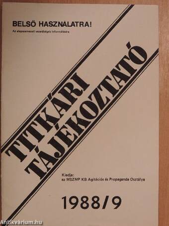 Titkári tájékoztató 1988/9.