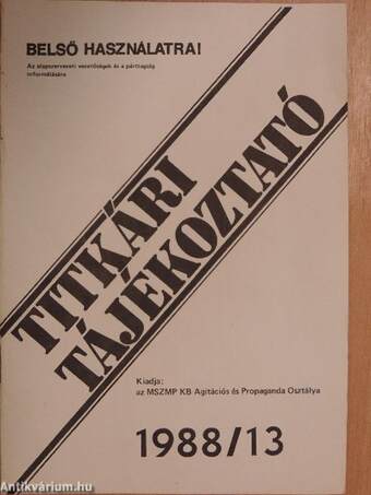 Titkári tájékoztató 1988/13.