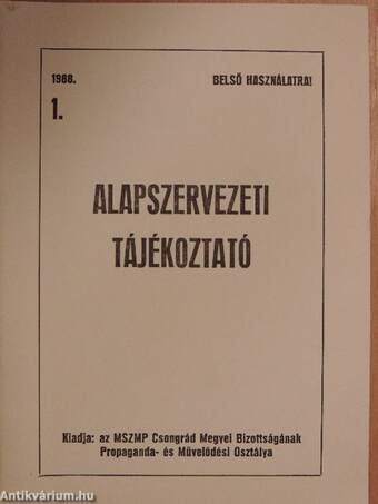 Alapszervezeti tájékoztató 1988/1.