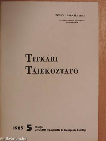 Titkári tájékoztató 1985/5.