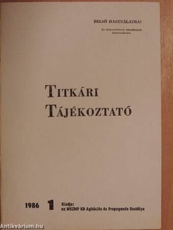 Titkári tájékoztató 1986/1.