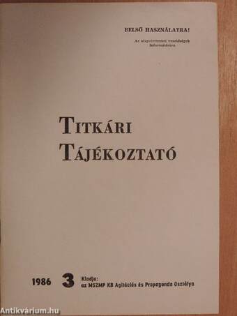 Titkári tájékoztató 1986/3.