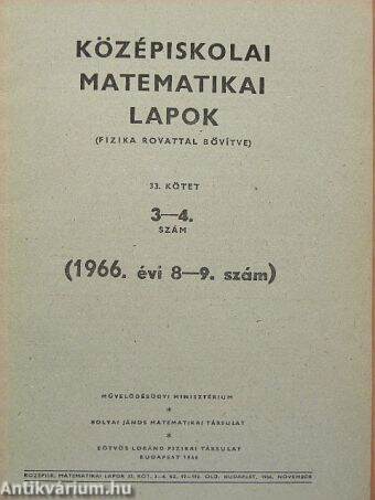 Középiskolai matematikai lapok 1966/8-9.