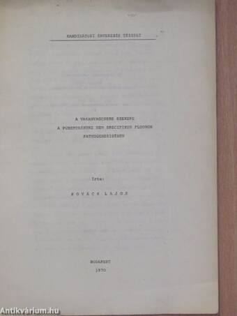 A vasanyagcsere szerepe a pubertaskori nem specifikus fluorok pathogenesisében