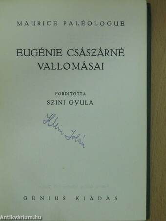 Eugénie császárné vallomásai