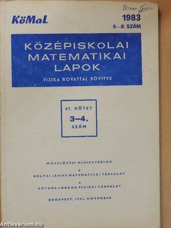 Középiskolai matematikai lapok 1983/8-9.