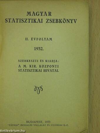 Magyar statisztikai zsebkönyv 1932.