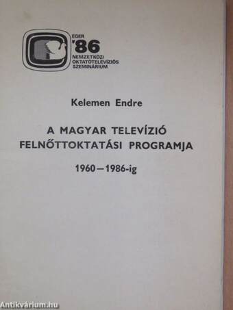 A magyar televízió felnőttoktatási programja 1960-1986-ig
