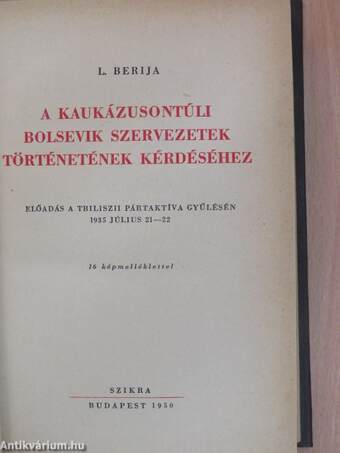 A kaukázusontúli bolsevik szervezetek történetének kérdéséhez