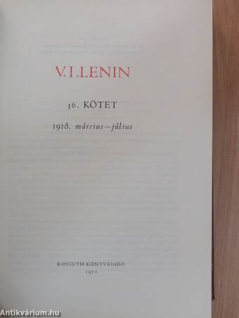 V. I. Lenin összes művei 36.