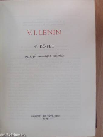 V. I. Lenin összes művei 44.