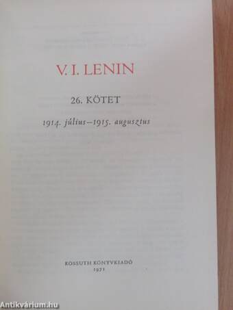 V. I. Lenin összes művei 26.