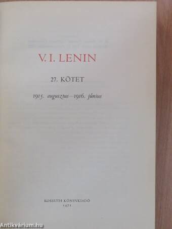 V. I. Lenin összes művei 27.