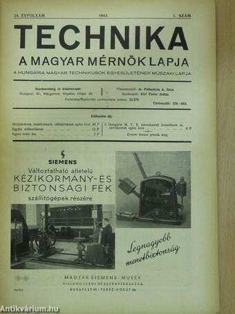 Technika 1943. (nem teljes évfolyam)