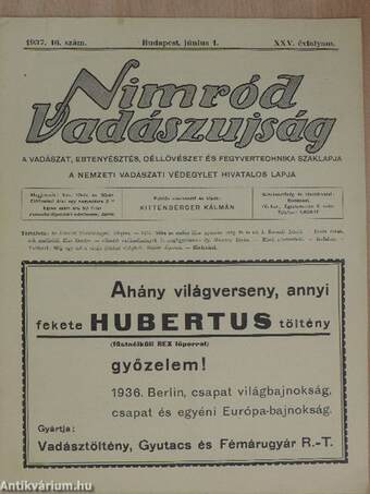 Nimród Vadászujság 1937. június 1.