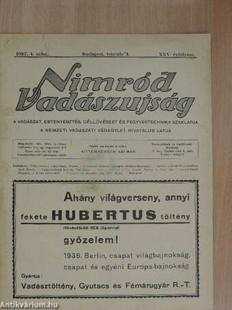 Nimród Vadászujság 1937. február 1.