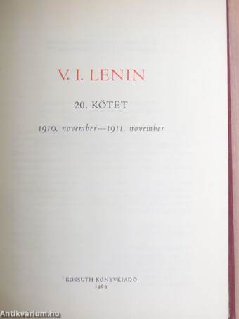 V. I. Lenin összes művei 20.