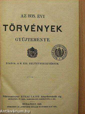 Az 1935. évi törvények gyüjteménye