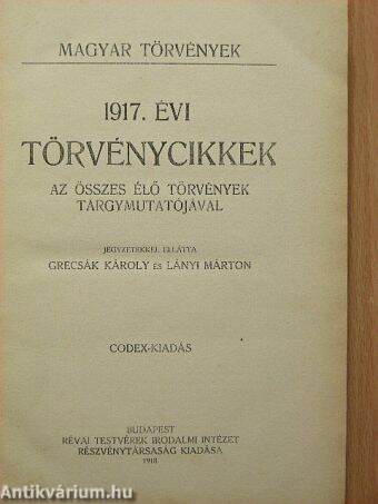 1917. évi törvénycikkek