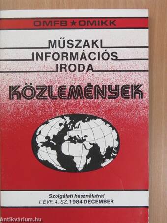 Műszaki Információs Iroda Közlemények 1984. december