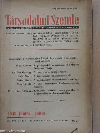 Társadalmi Szemle 1948. június-július