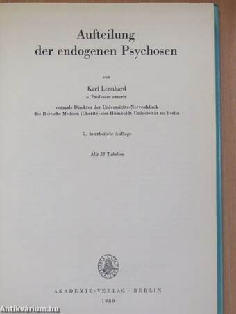 Aufteilung der endogenen Psychosen