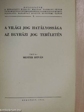 A világi jog hatályossága az egyházi jog területén