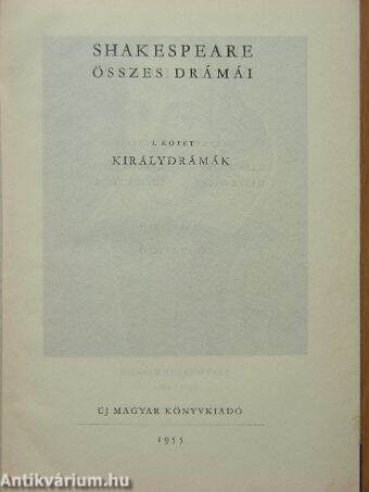 Shakespeare összes drámái I.