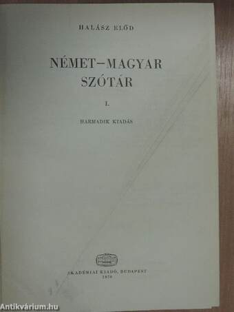 Német-magyar szótár I-II.