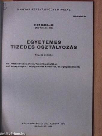 Egyetemes tizedes osztályozás