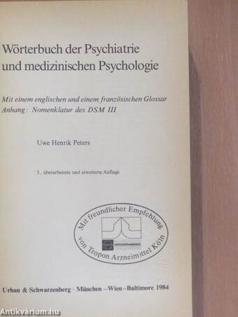 Wörterbuch der Psychiatrie und medizinischen Psychologie