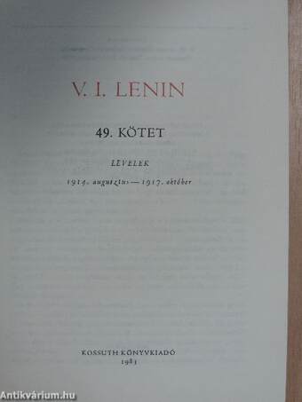 V. I. Lenin összes művei 49.