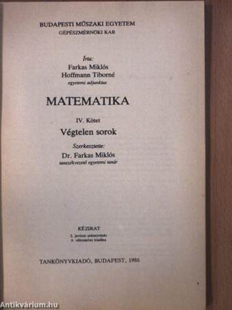 Matematika IV.