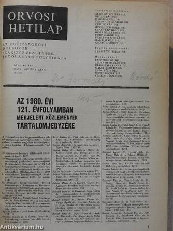 Orvosi Hetilap 1980. január-június (fél évfolyam)