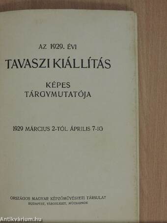 Az 1929. évi tavaszi kiállítás képes tárgymutatója