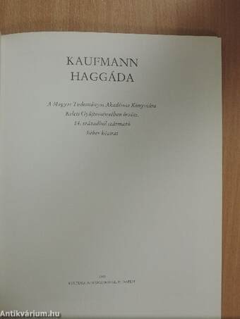 Kaufmann Haggáda